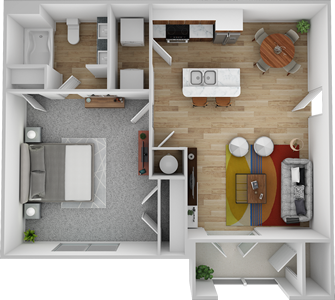 A1 - One Bedroom / One Bath 759 Sq.Ft.*